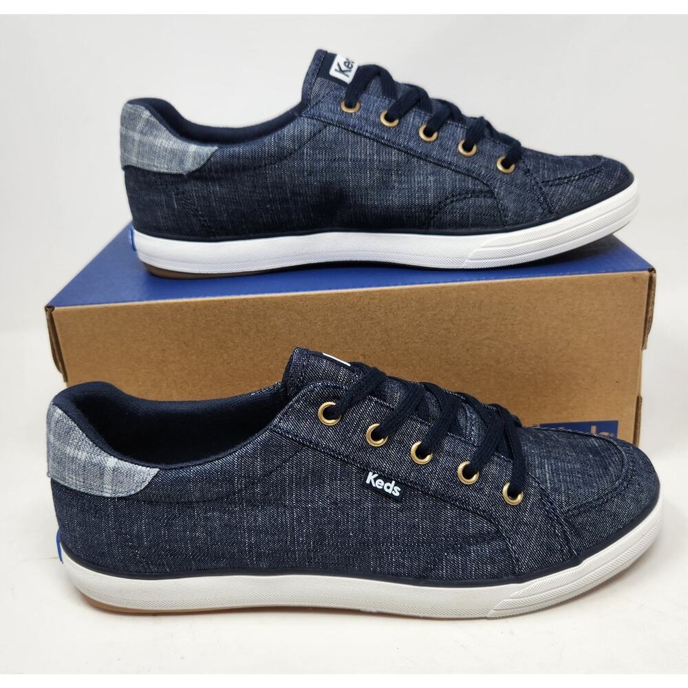 KEDS Center III Denim Plaid Navy Style Lace Up Sneakers New Women's 8